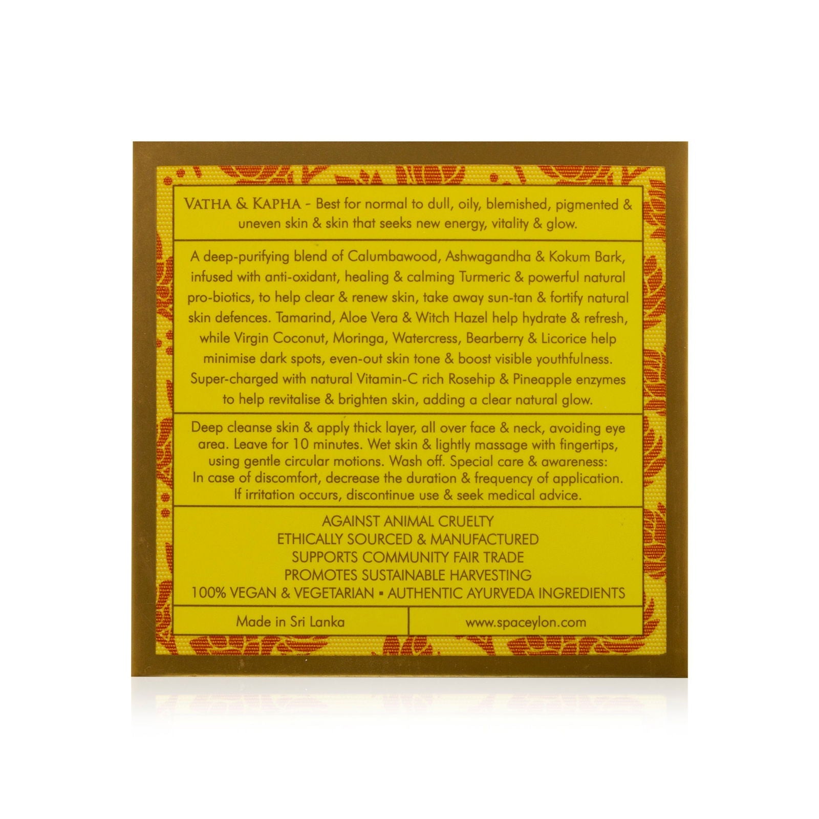 True Turmeric - Vitamin C Glow - Exfoliating Clay Facial Masque 100g - Spa Ceylon Sri Lanka