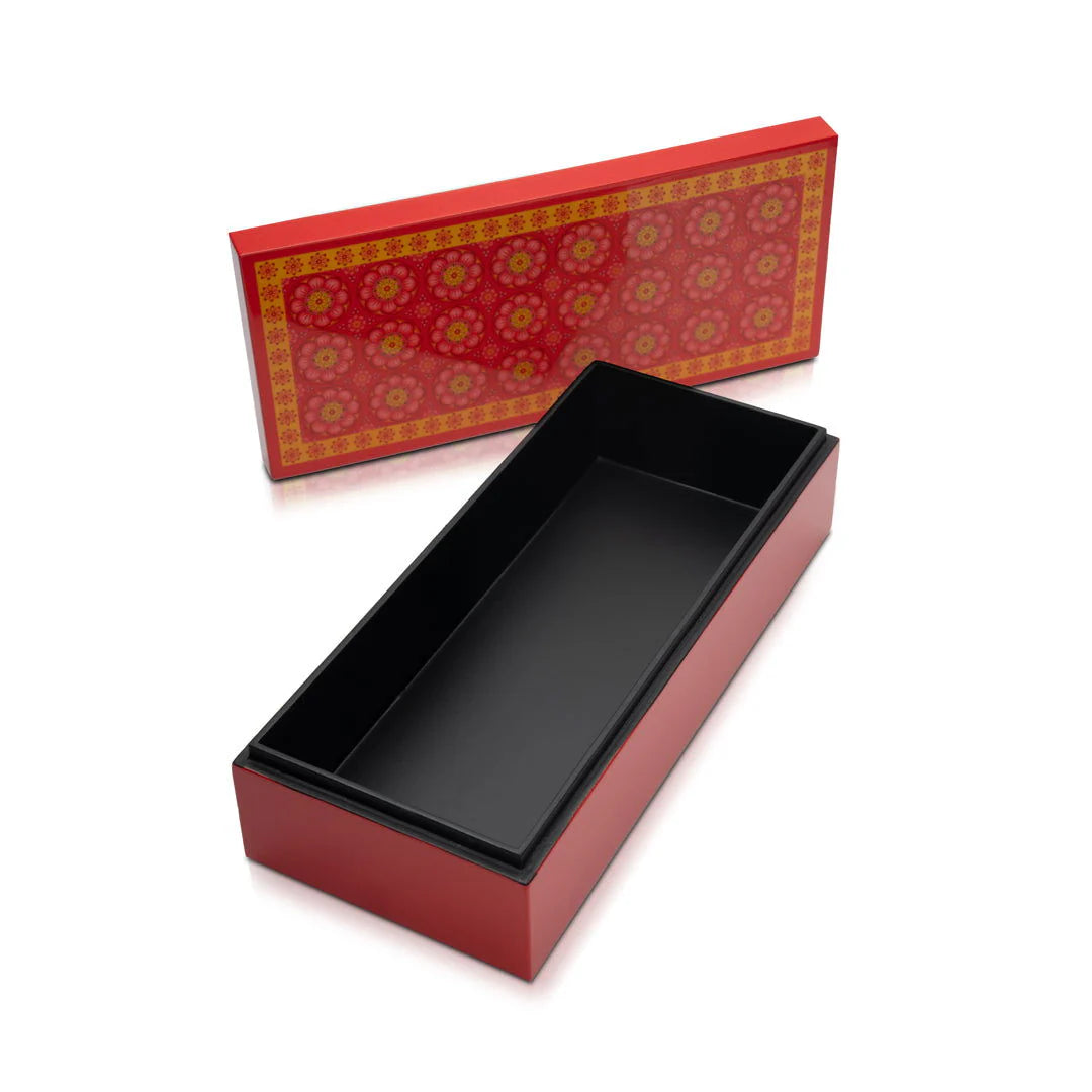 Cardamom Rose Lacquerware Rectangle Box With Lid 26cmL x8cmW x6cmH